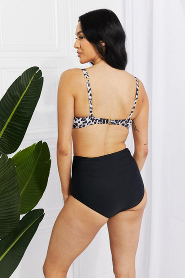 Marina West Swim Take A Dip Twist High-Rise Bikini in Leopard - Laguna Looks