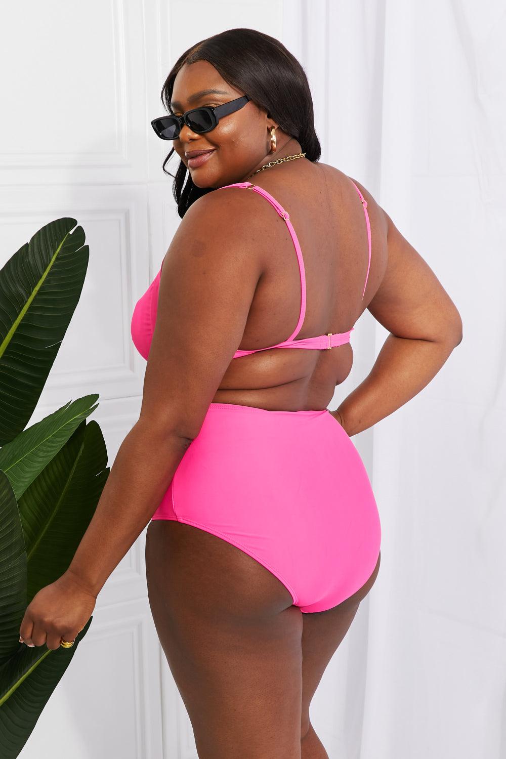Marina West Swim Take A Dip Twist High-Rise Bikini in Pink - Laguna Looks